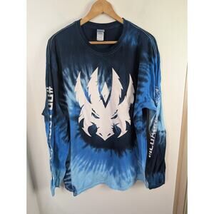 Squnto Men's 2XL Blue Tie Dye Long Sleeve T-shirt Dragon Squad Mega Chop
